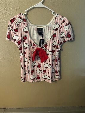 Hello Kitty Pink Top With Red Bow SIZE LARGE